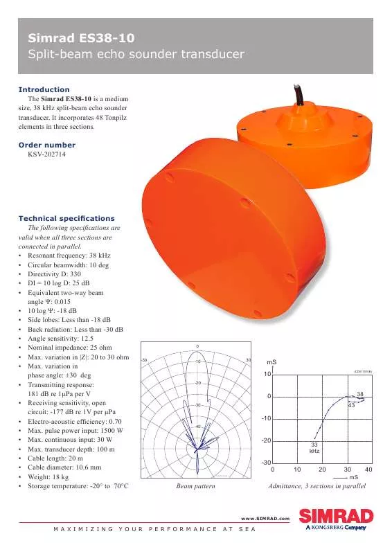 Mode d'emploi SIMRAD ES38-10