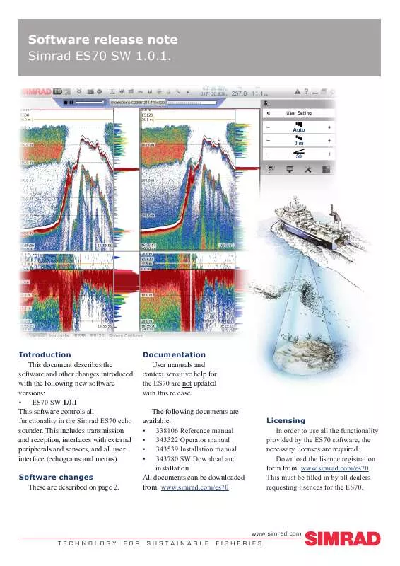 Mode d'emploi SIMRAD ES70 SW 1.0.1