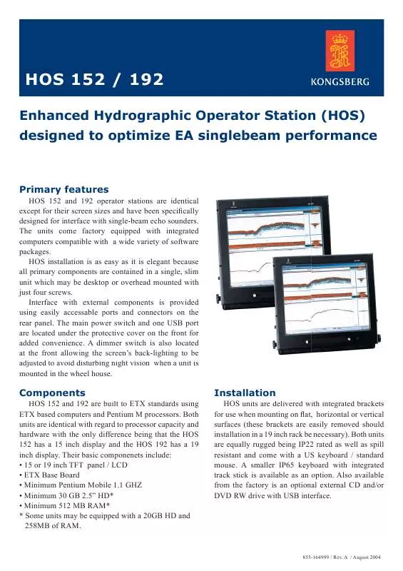 Mode d'emploi SIMRAD HOS 152