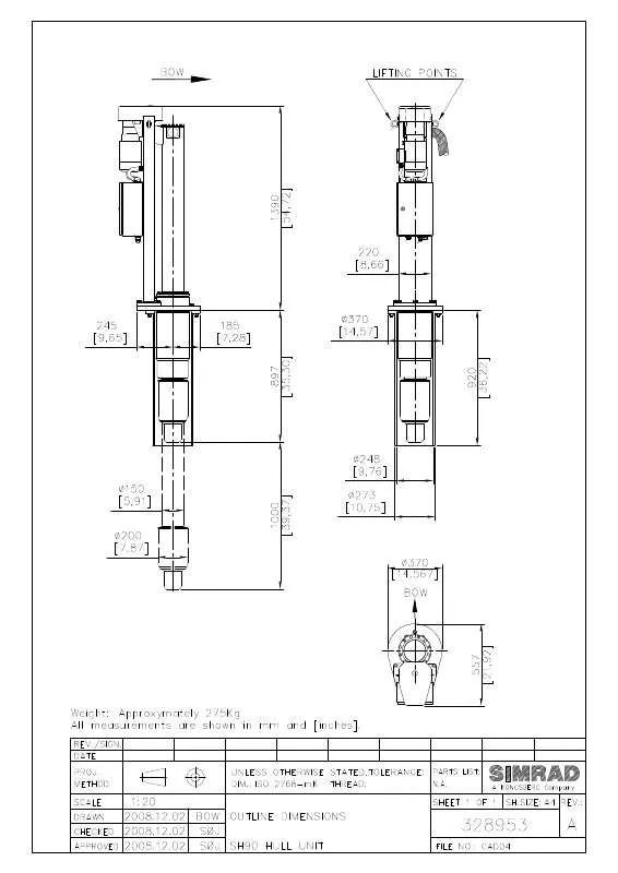 Mode d'emploi SIMRAD HULL UNIT OUTLINE