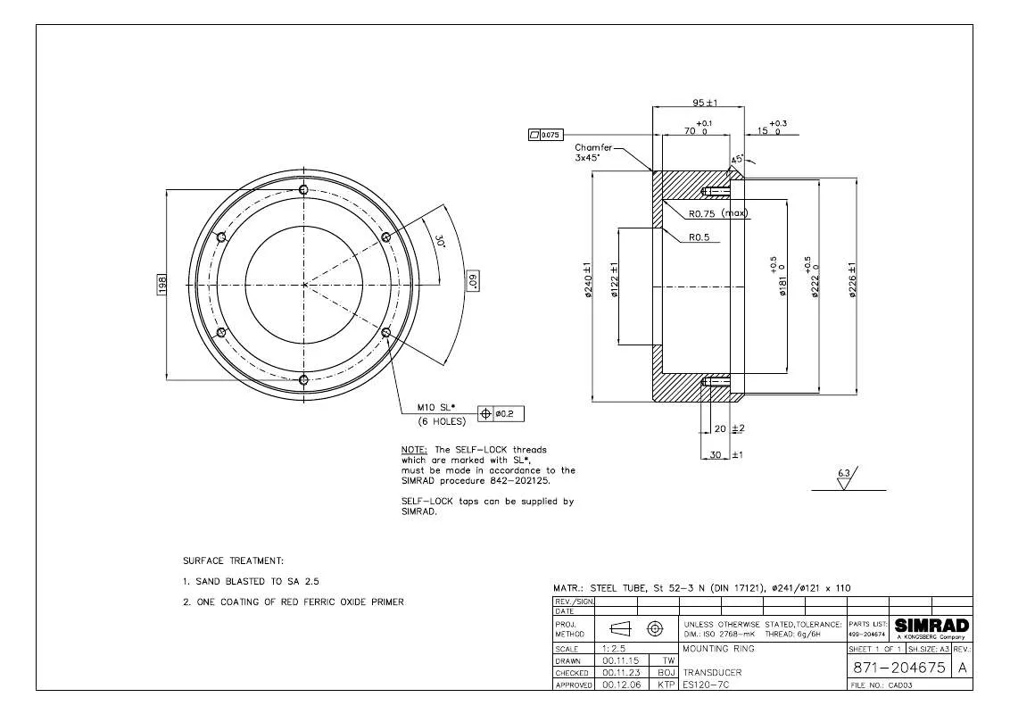 Mode d'emploi SIMRAD MOUNTING RING ES120-7C