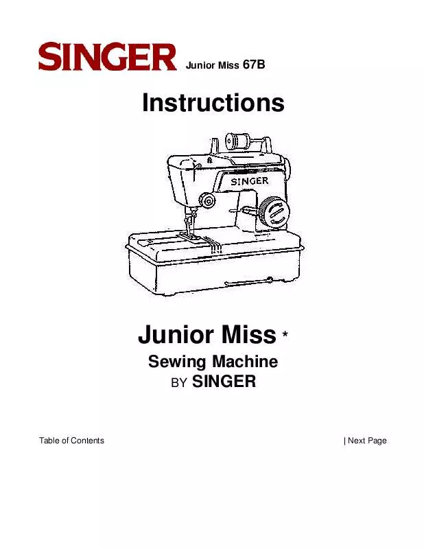 Mode d'emploi SINGER JUNIOR MISS 67B