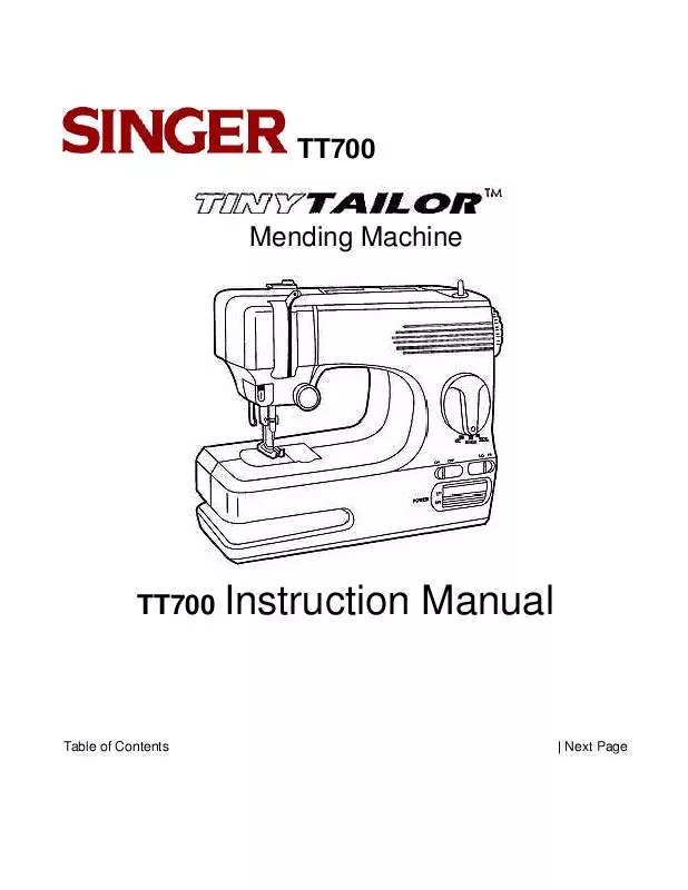 Mode d'emploi SINGER TINY TAYLOR TT700