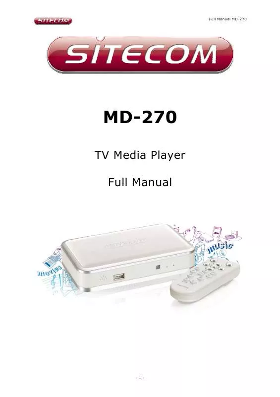 Mode d'emploi SITECOM TV MEDIA PLAYER MD-270