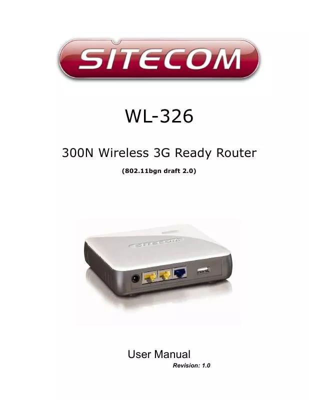 Mode d'emploi SITECOM WIRELESS 3G READY ROUTER WL-326