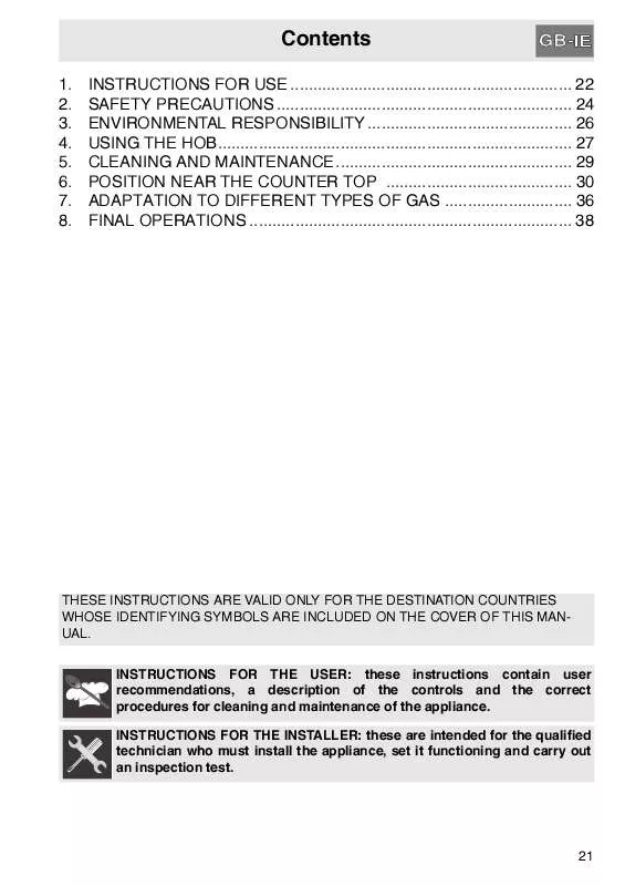 Mode d'emploi SMEG PGF64FSC