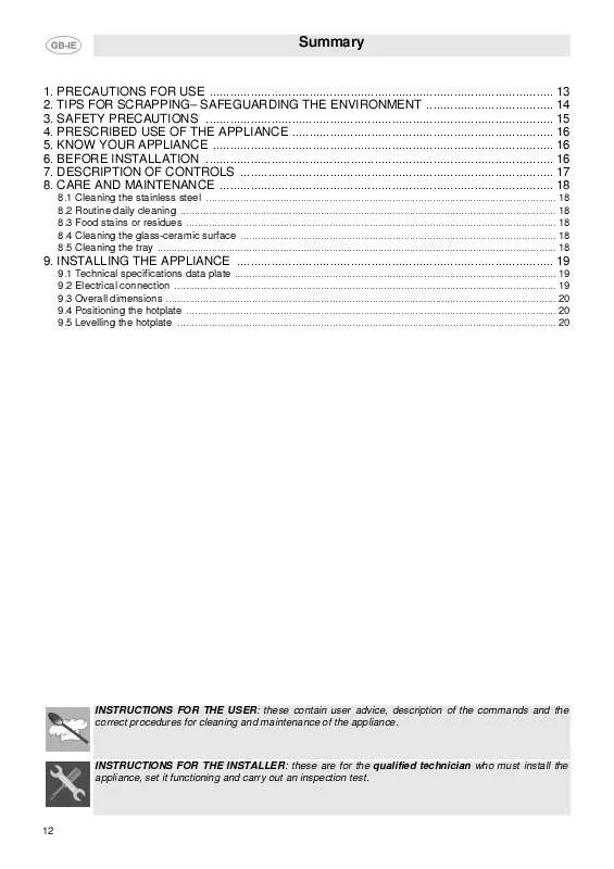 Mode d'emploi SMEG PV1SM