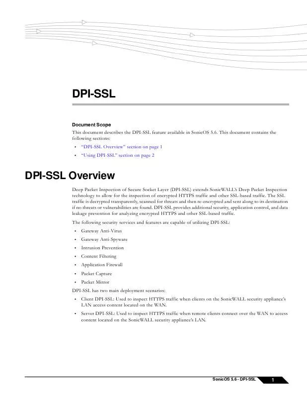 Mode d'emploi SONICWALL SONICOS ENHANCED 5.6 DPI-SSL