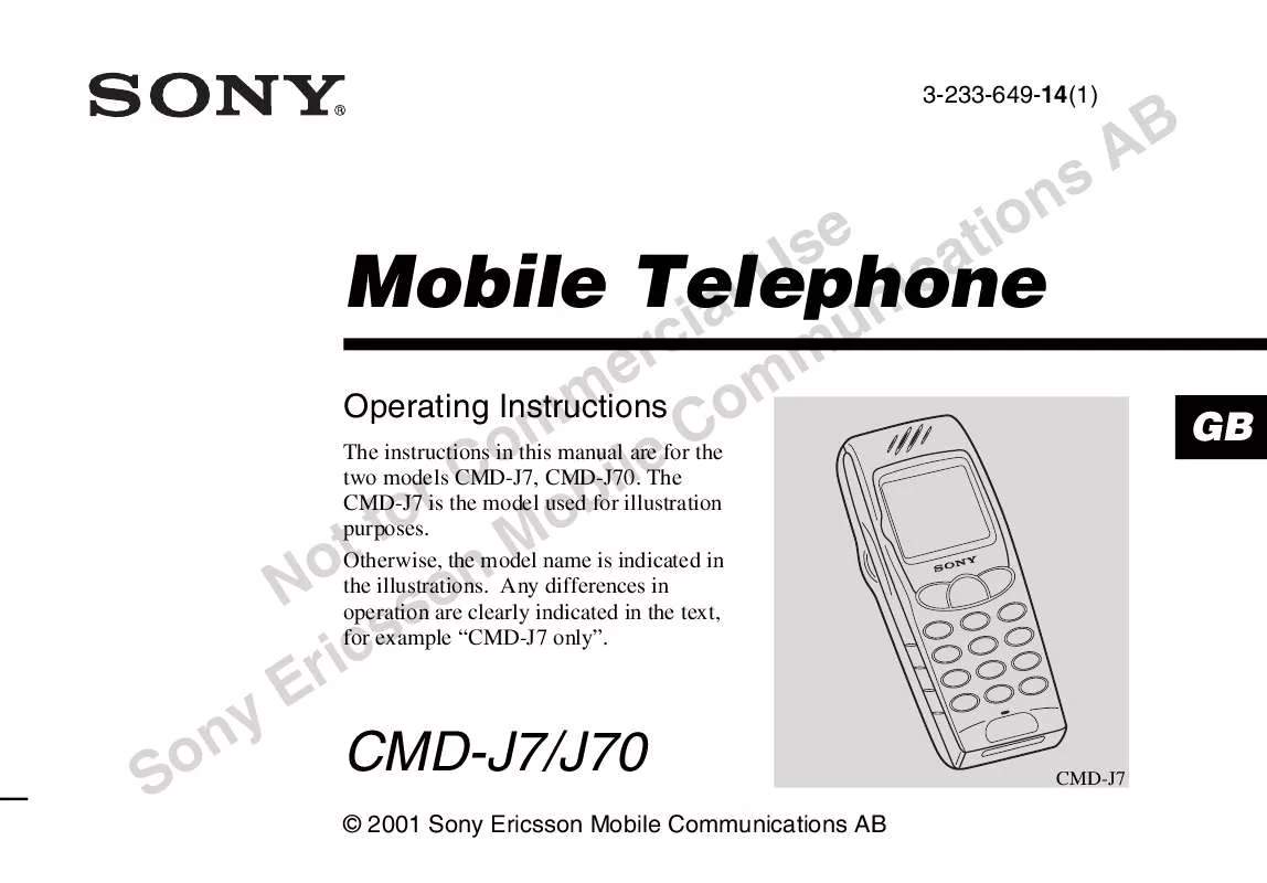 Mode d'emploi SONY ERICSSON CMD-J7