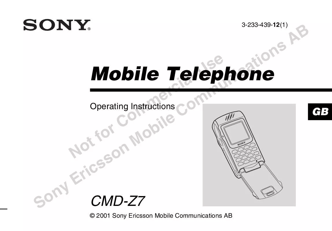 Mode d'emploi SONY ERICSSON CMD-Z7