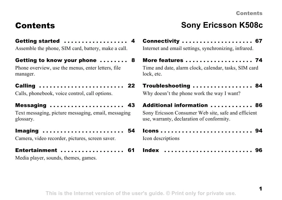 Mode d'emploi SONY ERICSSON K508C