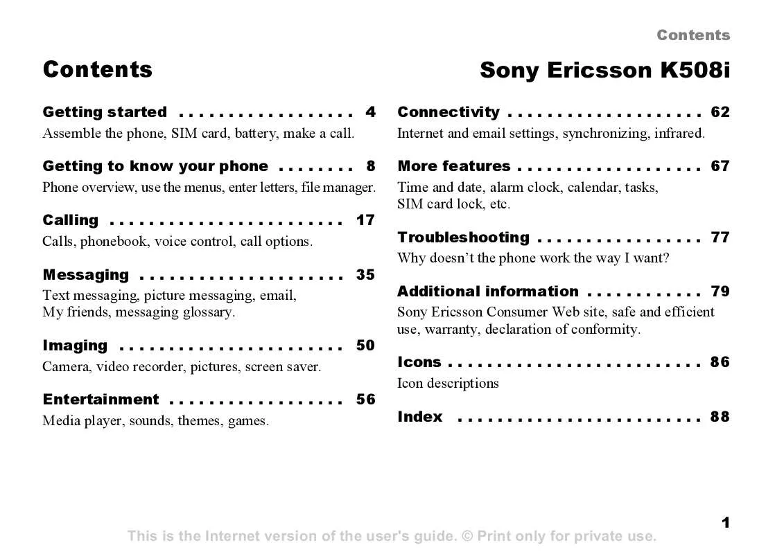 Mode d'emploi SONY ERICSSON K508I