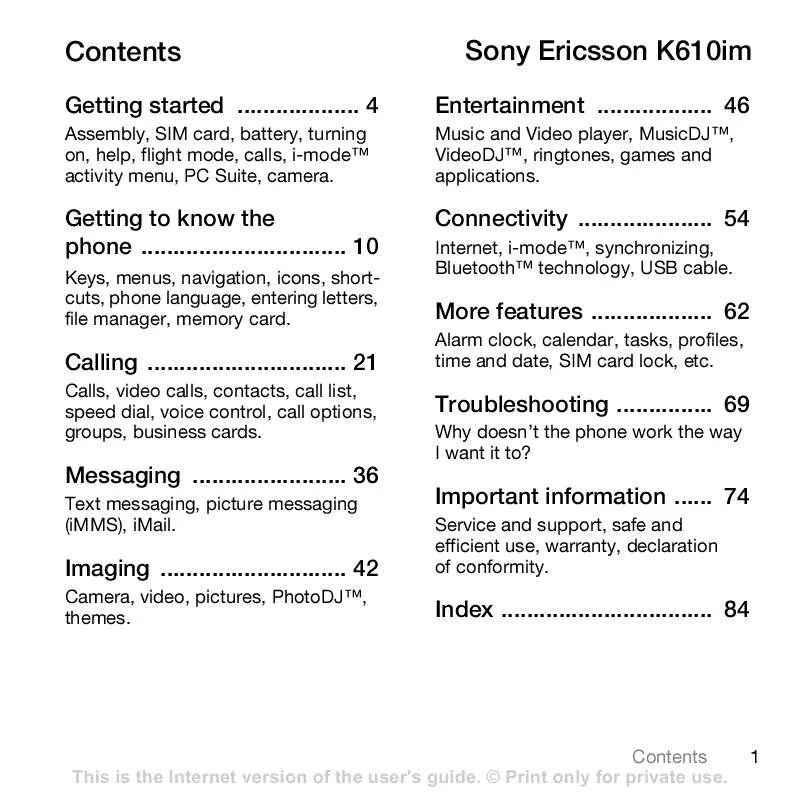 Mode d'emploi SONY ERICSSON K610IM