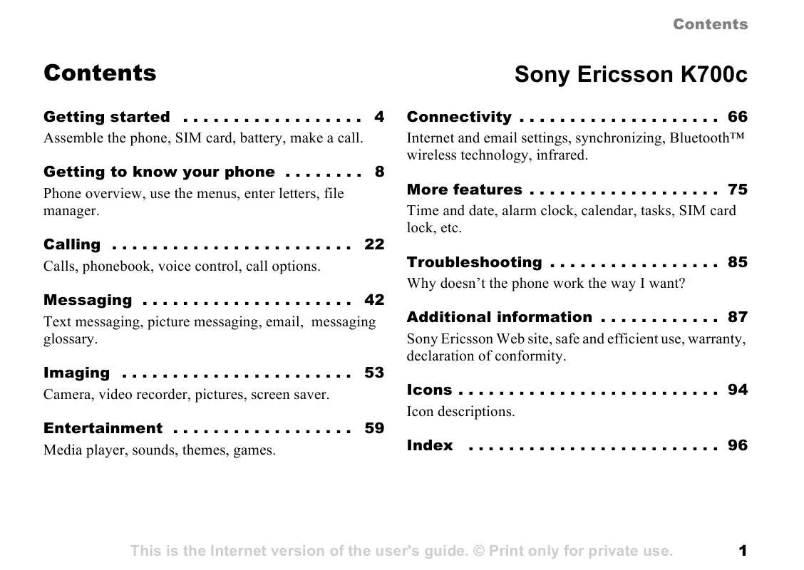 Mode d'emploi SONY ERICSSON K700C