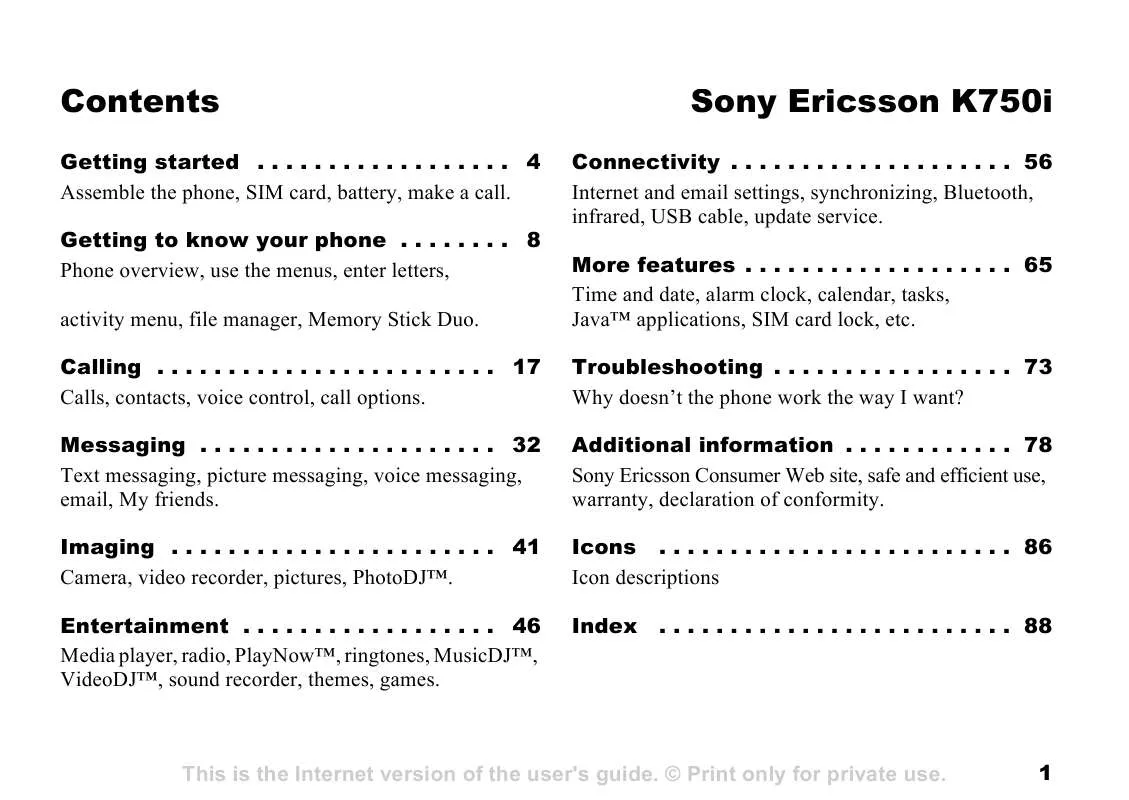 Mode d'emploi SONY ERICSSON K750I