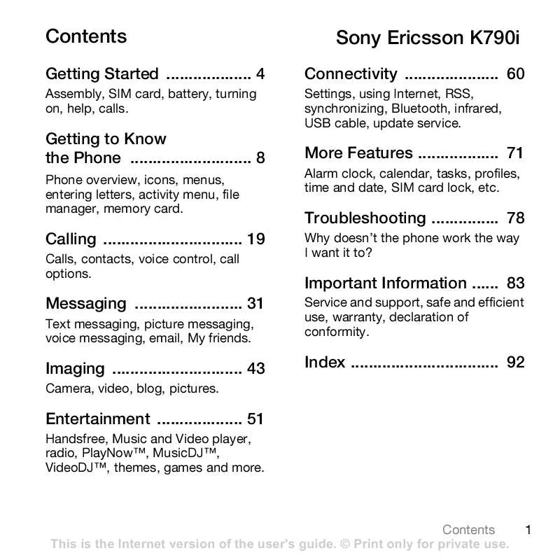 Mode d'emploi SONY ERICSSON K790I