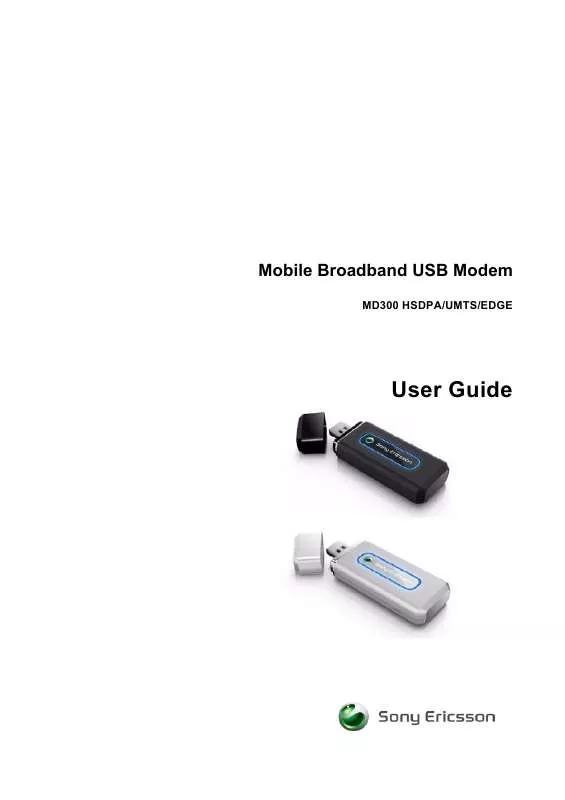 Mode d'emploi SONY ERICSSON MD300 MOBILE BROADBAND USB MODEM