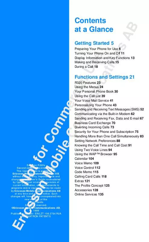 Mode d'emploi SONY ERICSSON R320