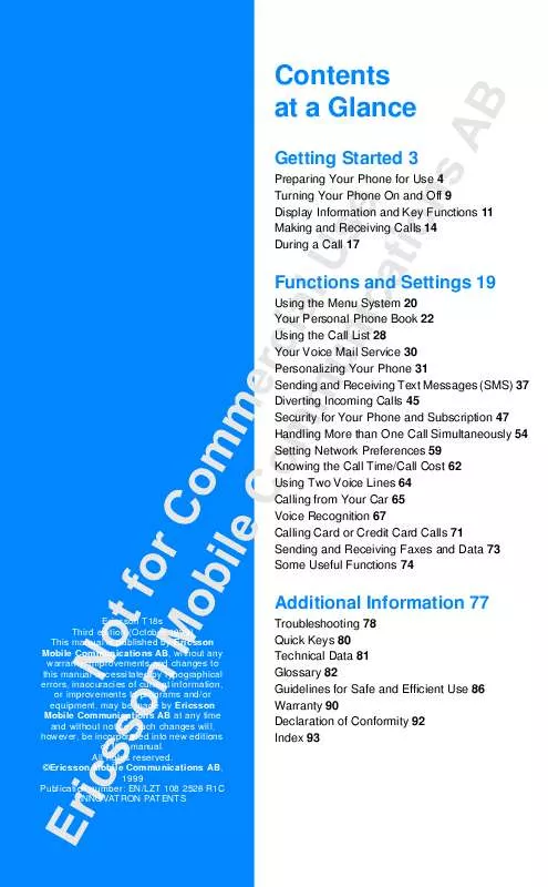 Mode d'emploi SONY ERICSSON T 18S