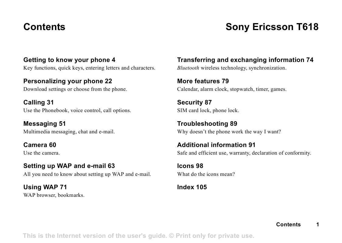 Mode d'emploi SONY ERICSSON T618