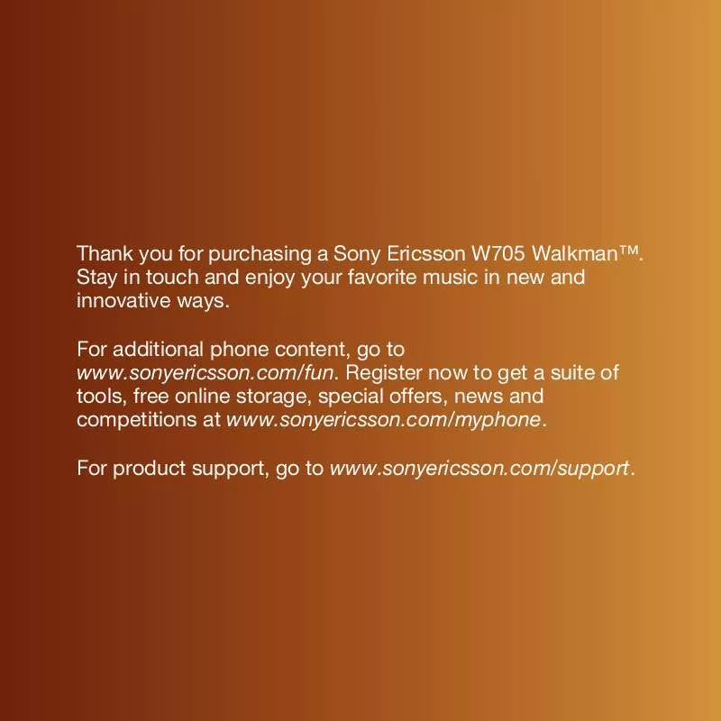 Mode d'emploi SONY ERICSSON W705I