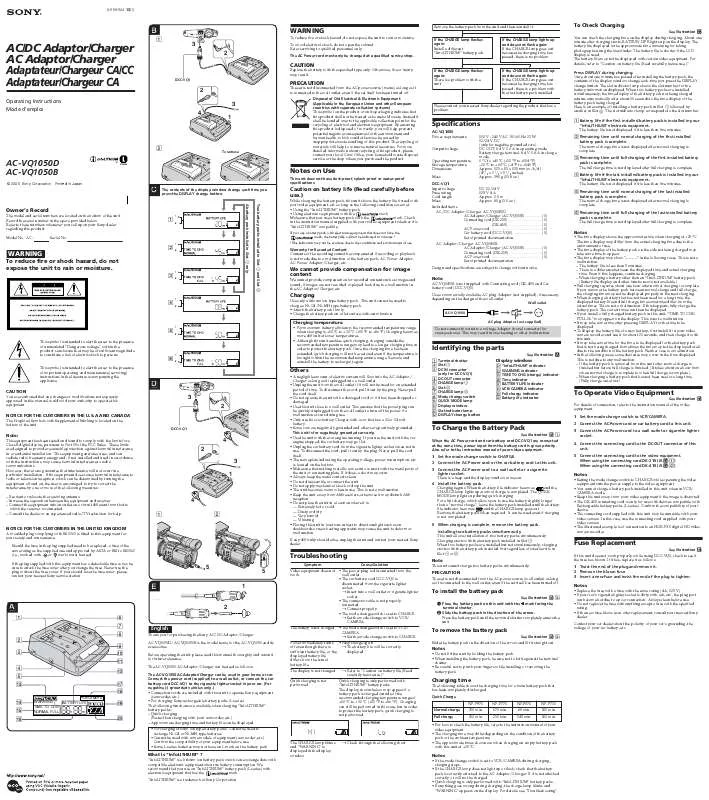 Mode d'emploi SONY AC-VQ1050B