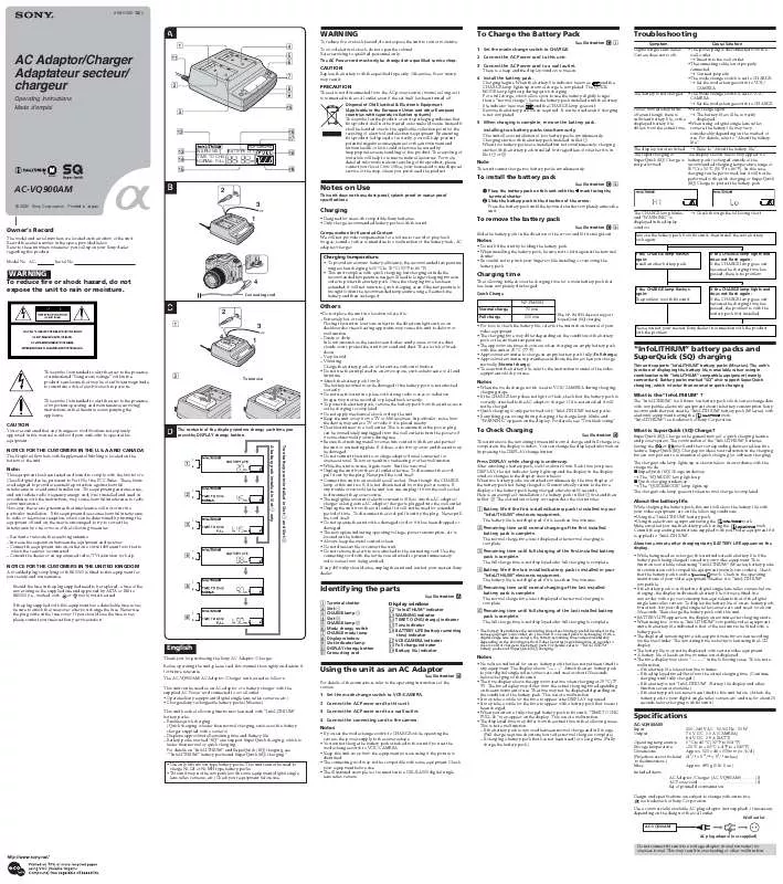 Mode d'emploi SONY AC-VQ900AM