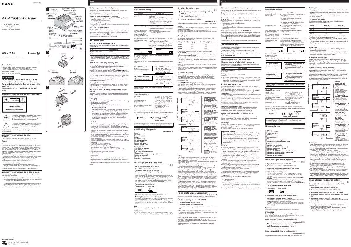 Mode d'emploi SONY ACV-QP10