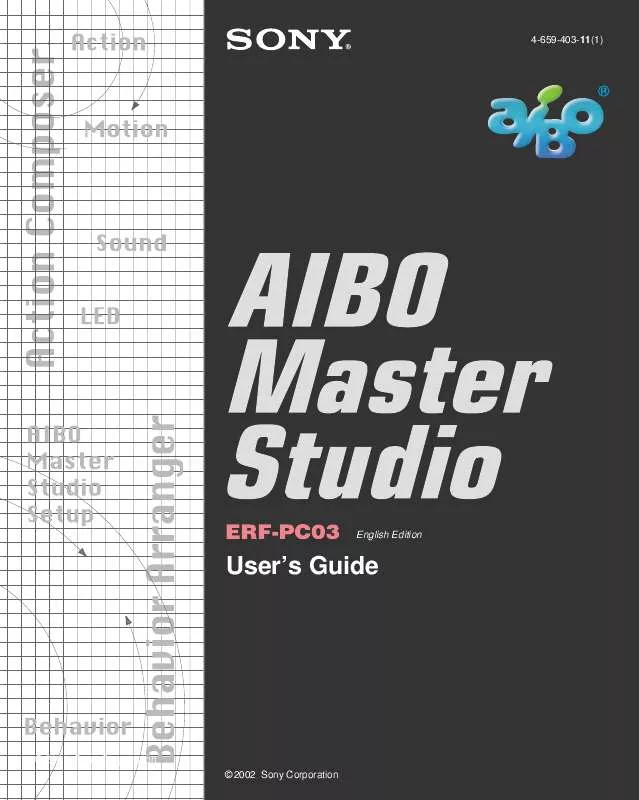 Mode d'emploi SONY AIBO MASTER STUDIO ERF-PC03