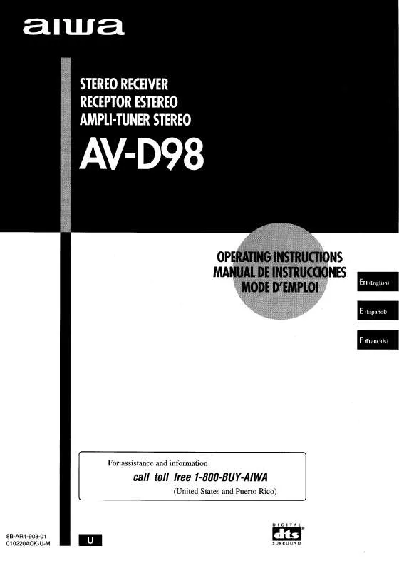 Mode d'emploi SONY AVD-98