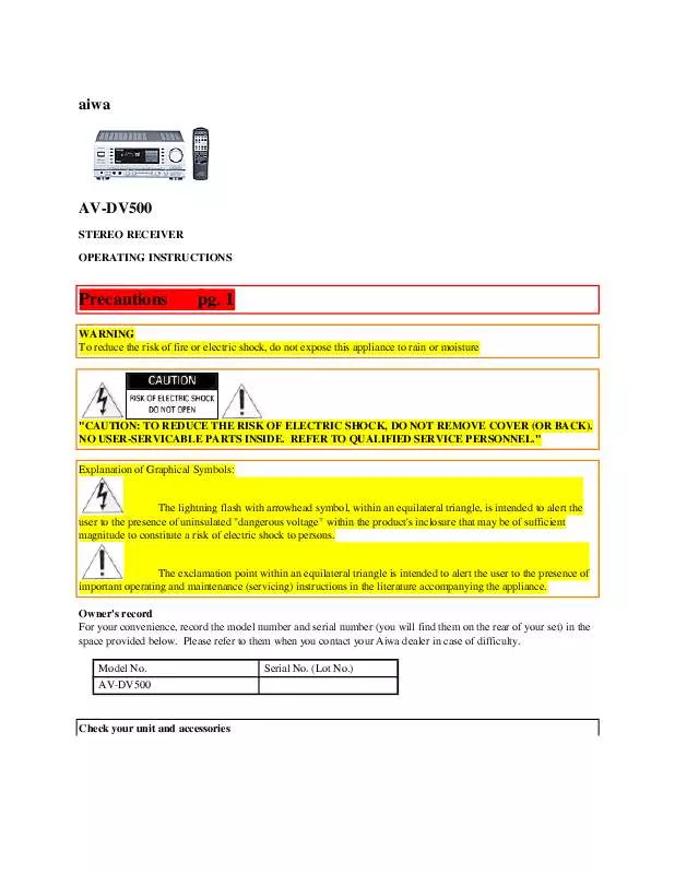 Mode d'emploi SONY AVD-V500