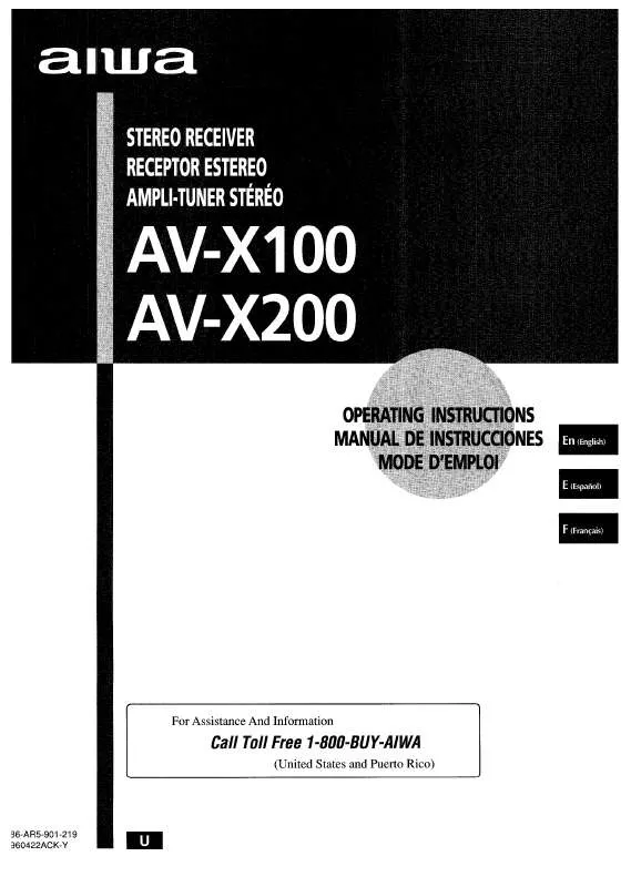 Mode d'emploi SONY AVX200