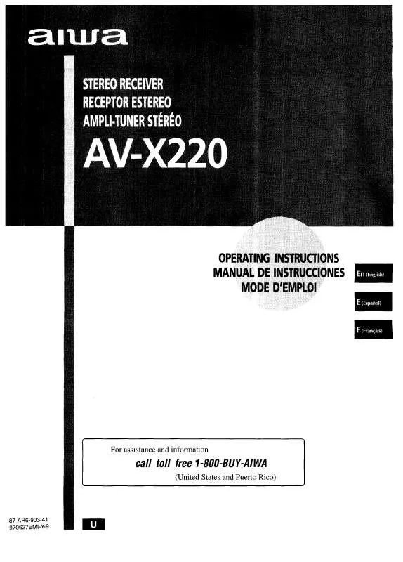 Mode d'emploi SONY AVX220