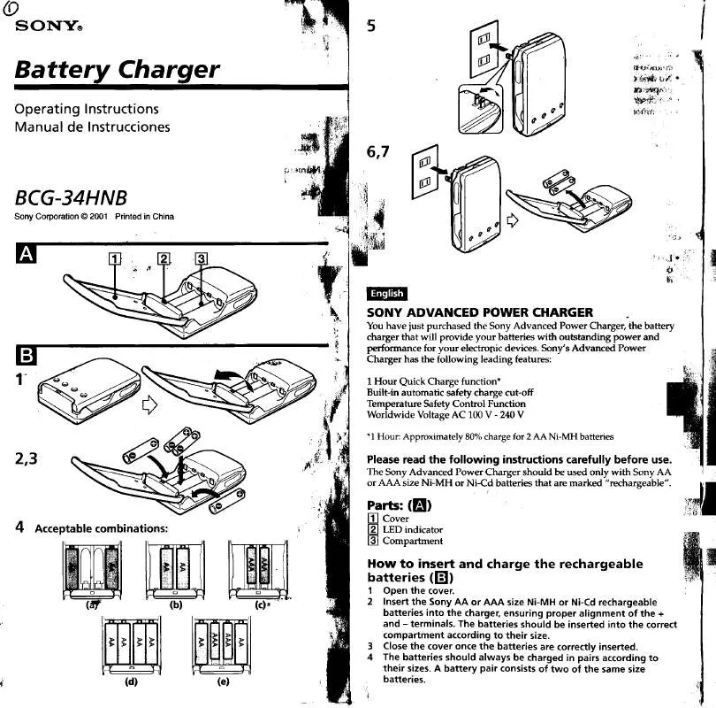 Mode d'emploi SONY BC-G34HNB