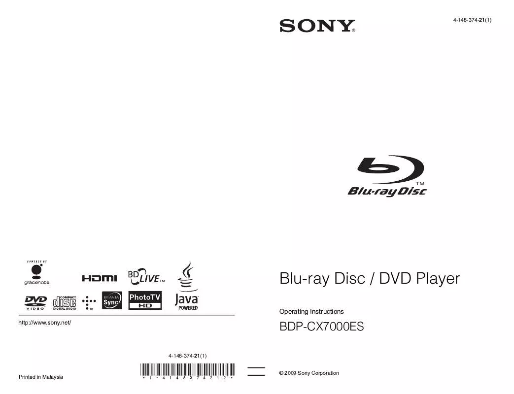 Mode d'emploi SONY BDP-CX7000ES