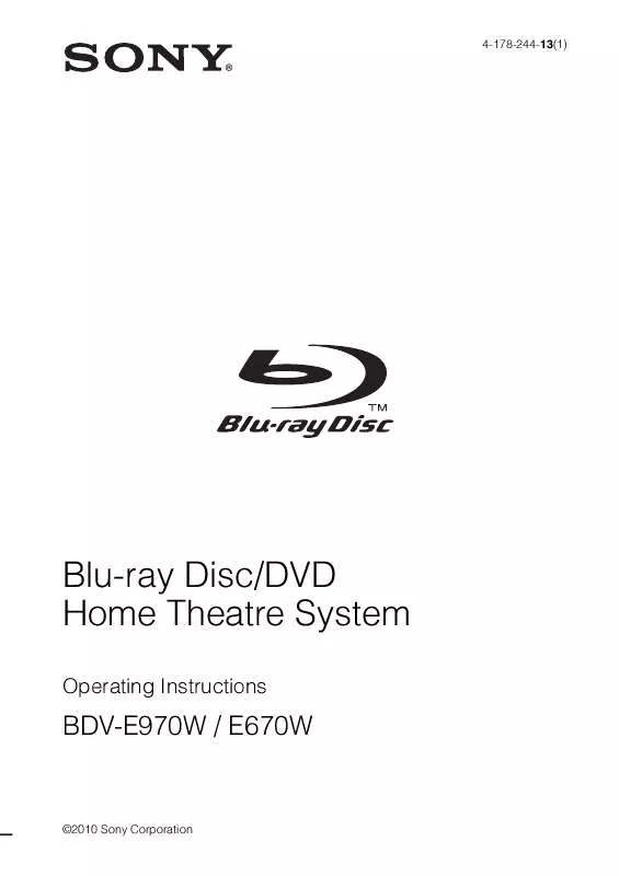 Mode d'emploi SONY BDV-E670W