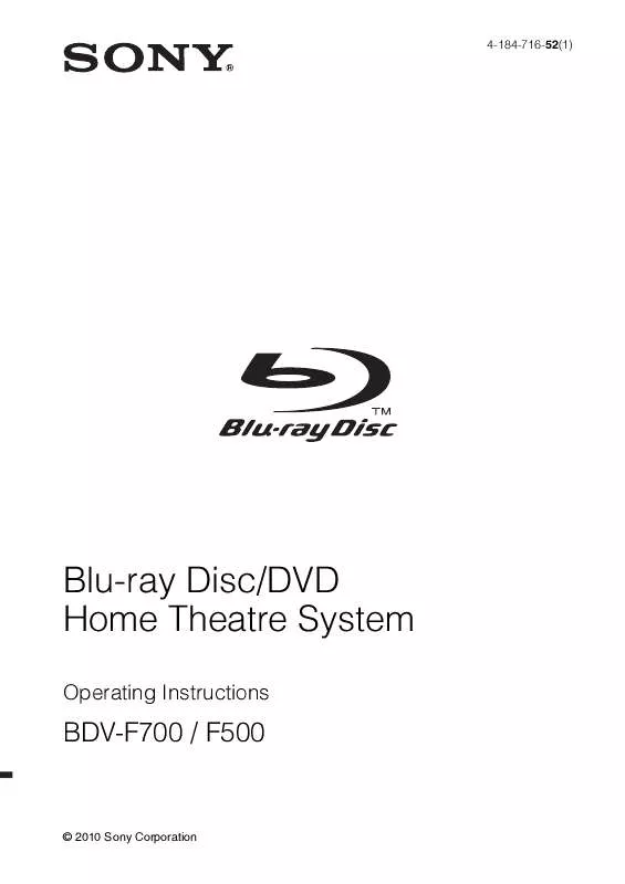 Mode d'emploi SONY BDV-F500