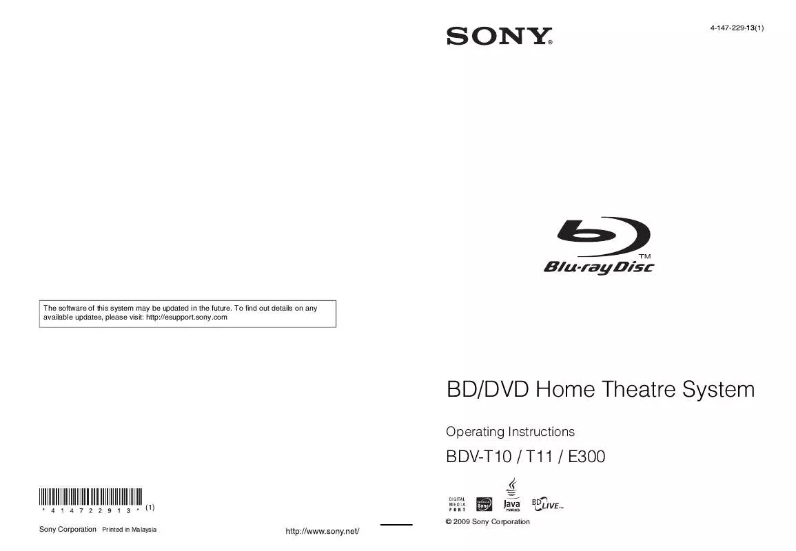 Mode d'emploi SONY BDV-T11