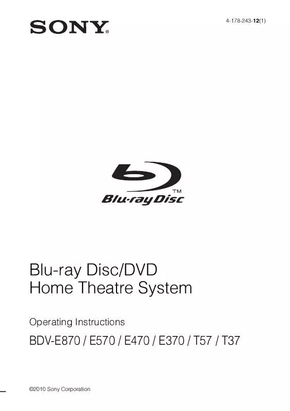 Mode d'emploi SONY BDV-T57