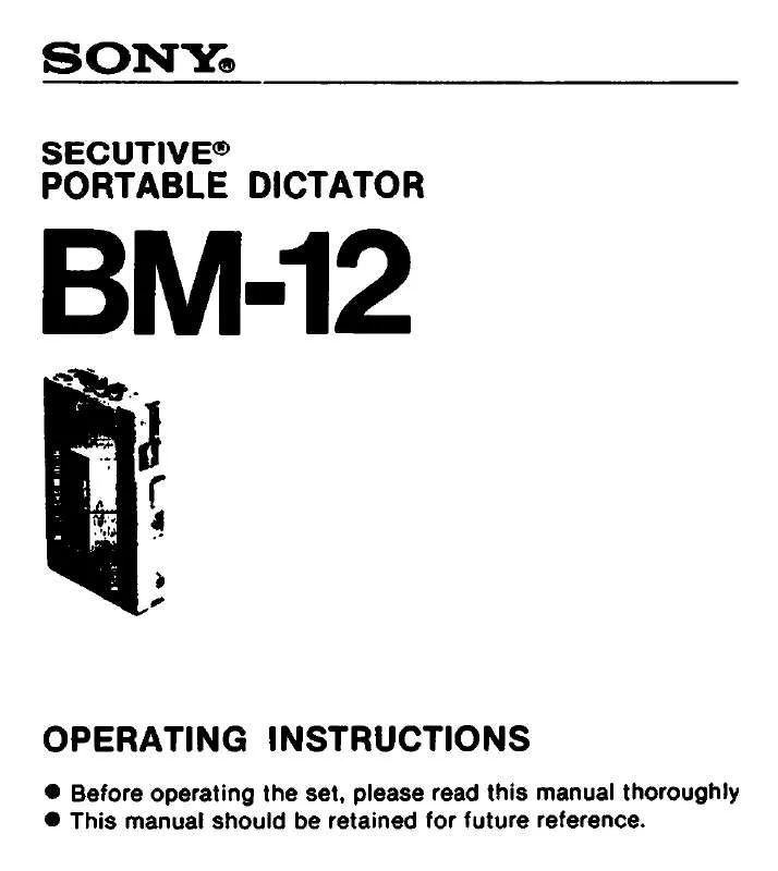 Mode d'emploi SONY BM-12