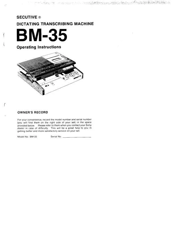 Mode d'emploi SONY BM-35