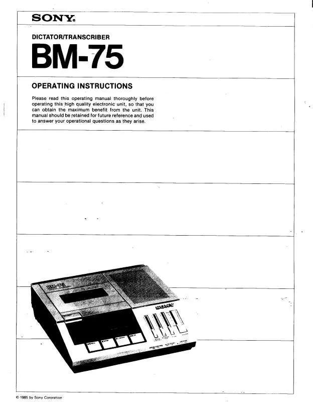 Mode d'emploi SONY BM-75