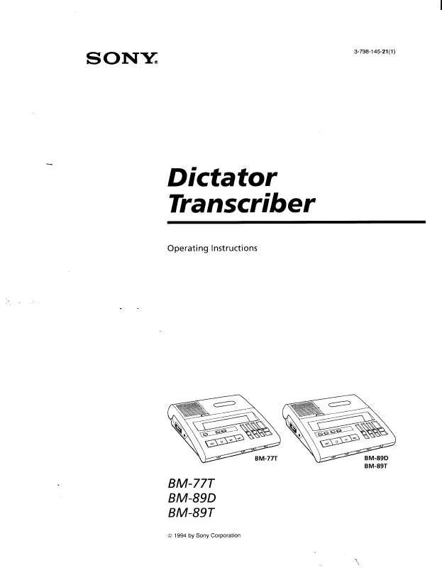 Mode d'emploi SONY BM-77T