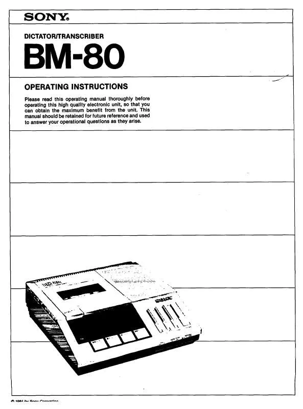 Mode d'emploi SONY BM-80