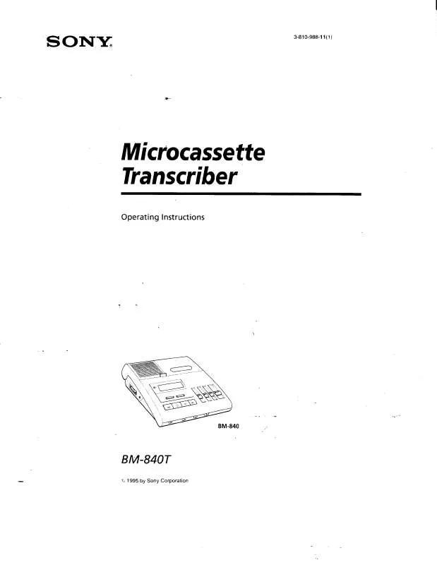 Mode d'emploi SONY BM-840T