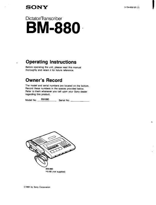 Mode d'emploi SONY BM-880