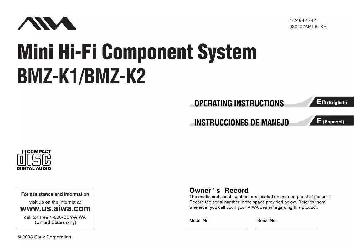 Mode d'emploi SONY BM-ZK2