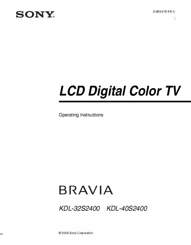 Mode d'emploi SONY BRAVIA KDL-32S2400