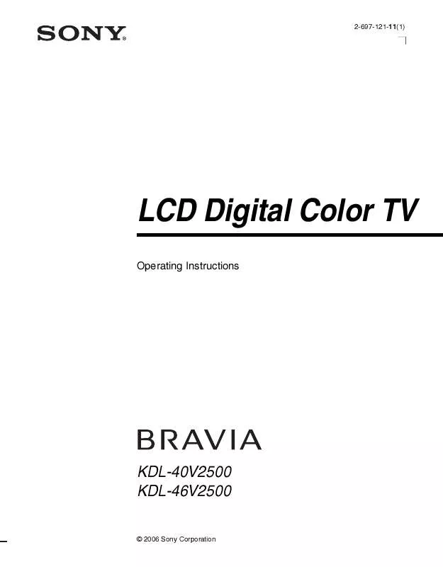 Mode d'emploi SONY BRAVIA KDL-40V2500