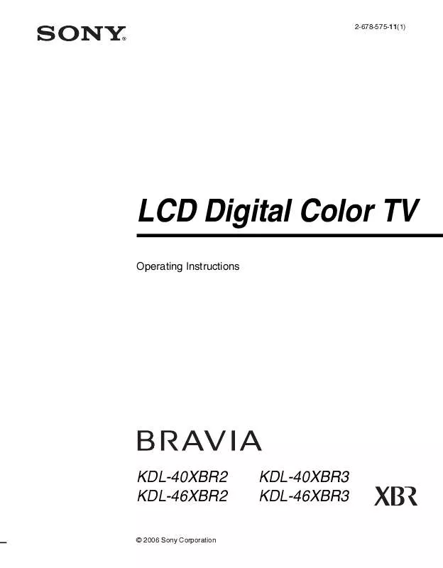 Mode d'emploi SONY BRAVIA KDL-40XBR2